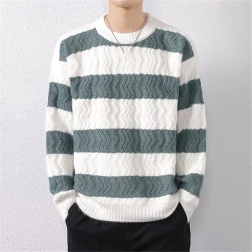 Men's Winter Striped Knitted Sweater - O-Neck Fashion Loose Casual Warm Streetwear Pullover2