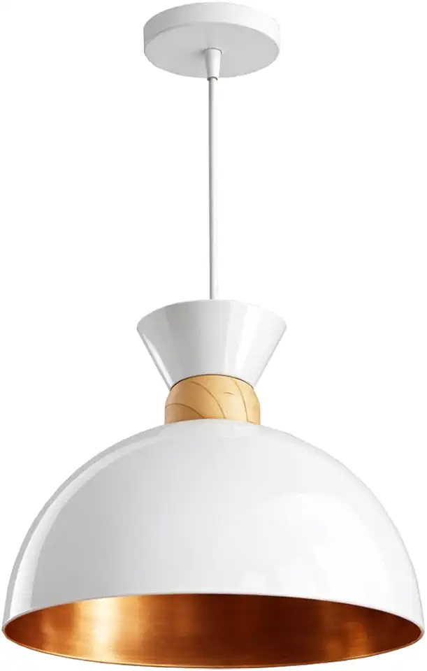 Luminária Pendente Orion Alumínio Moderna para Quarto Sala Cozinha Casa Lustre de Teto Decorativo Iluminação Residencial (Branco e Cobre)