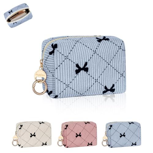 Mini Pochette Maquillage Femme en Velours Côtelé Petite Trousse Maquillage Fille Sac de Rangement à Cosmétique Rouge à Levre Vernis à Ongles Idéal Cadeau Anniversaire Fille 11 * 5,5 * 8,5cm Blau