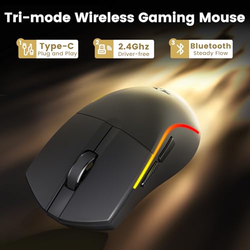 Image of Redragon M816-STD Wireless Gaming Mouse, 24K DPI 1K Hz Tri-Mode 61G Ultra-Light Mouse Gaming, RGB, 6 Full Programmable Buttons Mice, Software Support, 200Hrs Long Battery Life for PC, Mac