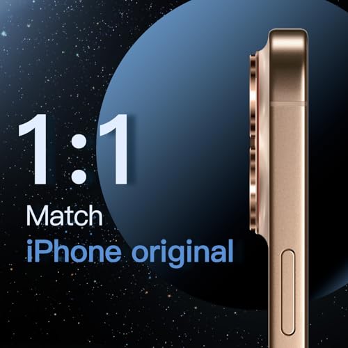 Image of JETech Camera Lens Protector for iPhone 16 Pro 6.3-Inch and iPhone 16 Pro Max 6.9-Inch, Full Coverage 9H Tempered Glass Ring Cover, Matte Metal Plate, Case Friendly, 1-Pack (Desert Titanium)