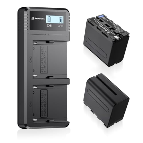 Powerextra Pro NP-F970 Battery and Fast Charger Dual USB Charger for Sony NP-F970 NP-F930 NP-F950 NP-F960 NP-F550 NP-F530 NP-F330 NP-F570 Battery and Sony handycams LED Light Monitor
