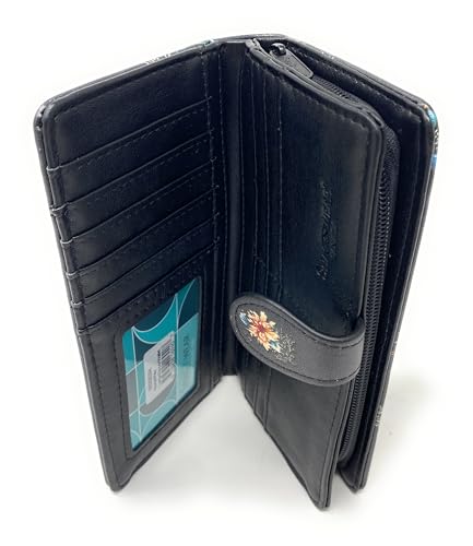 Shag Wear Horse Play Large Animal Wallet for Women and Teen Girls Vegan Faux Leather Black 7"4