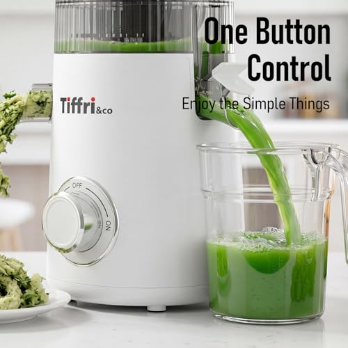 Image of Tiffri&Co Cold Press Juicer, Masticating Juicer for Fruits and Vegetables | 6 inch Wide Feed Chute, 600W AC Brushless Motor, 95% Juice Yield, 50 db Quiet, Suit for Juice Nut Milk & Sorbet,BPA-Free