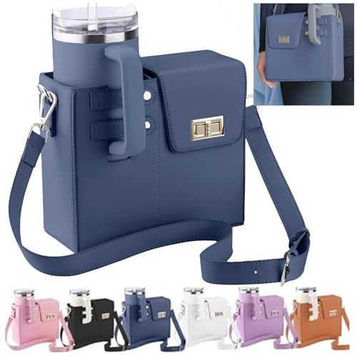 YFYIC Outdoor Portable Crossbody Water Cup Storage Bag, Water Bottle Holder with Strap,Water Bottle Carrier Bag/Storage Pocket (Blue)