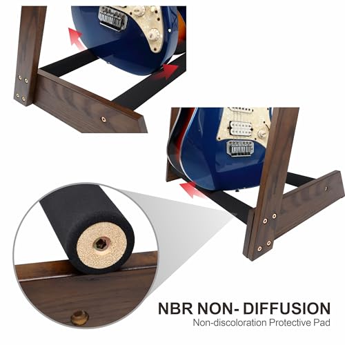 Nefelibata Mehrzweck-Gitarrenständer 5 Ständer Holz Gitarrenständer Bodenständer für Gitarren und Koffer, E-Gitarre, Akustikgitarre, Bassgitarre, Celli - Deutsche Esche