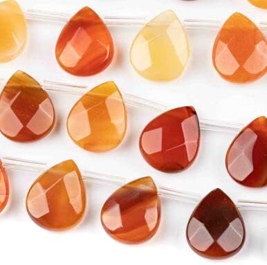 Cherry Blossom Beads Carnelian 12x15mm Faceted Top Drilled Teardrop - 12 pcs/ 8 inch Strand
