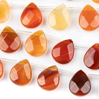 Cherry Blossom Beads Carnelian 12X15Mm Faceted Top Drilled Teardrop - 12 Pcs/ 8 Inch Strand #TOP25