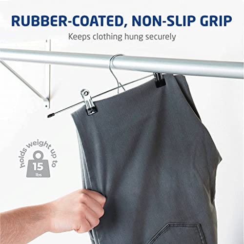 Zober Metal Skirt Hangers - Pack Of 10 Pants Hangers With Clips - Multi Stackable Space Saving Hangers - Adjustable Clip For Skirts, Jeans, And Pants W/Non-Slip Grip #TOP4