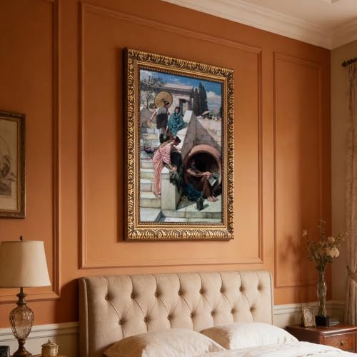 Impression sur toile Diogenes par Waterhouse | Cadre à suspendre de haute qualité