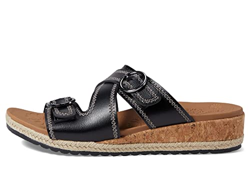 Skechers Cali Women's BREEZIE - SPRING IS CALLING Embroidered Buckle Slide, Black, 6M