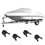 Abdeckplanen für Boote, 14-16FT Bootsplane Wasserdicht, Oxford Tuch Abdeckplanen für Boote, Staubdichte UV-beständige Bootspersenning Bootabdeckung für V-Rumpf, Ruderboot, Yacht Schnellboot