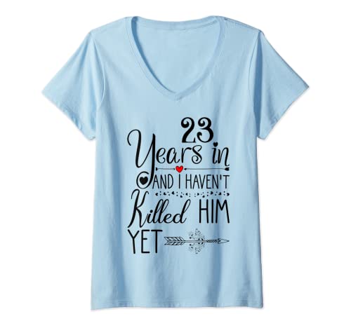 Womens 23rd Wedding Anniversary for Wife Her 23 Years of Marriage V-Neck T-Shirt