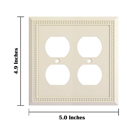 Image of Henne Bery Sunken Pearls Heavy Duty Decorative Wall Plate Switch Plate Outlet Cover, Durable Solid Zinc Alloy (Double Duplex, Light Almond)