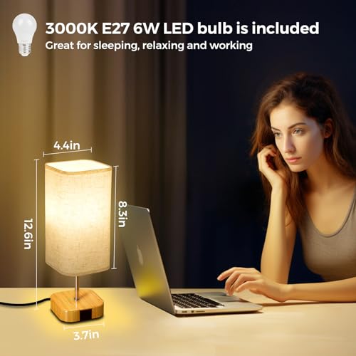 Suright Touch Control Bedside Lamps, Stepless Dimmable Table Lamp with USB A+C Charging Ports, Touch Lamps Bedside with Brightness Memory Function for Bedroom Living Room (LED Bulb Included) - Cosy Home Interiors Suright Touch Control Bedside Lamps, Stepless Dimmable Table Lamp with USB A+C Charging Ports, Touch Lamps Bedside with Brightness Memory Function for Bedroom Living Room (LED Bulb Included) - Image 6