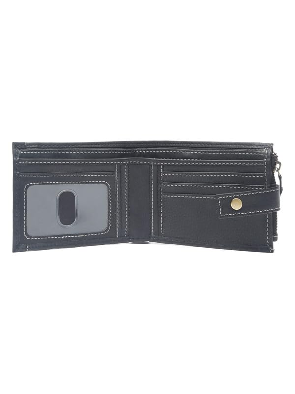 Image of TEAKWOOD LEATHERS Men's Two Fold Zipper Leather Wallet | Leather Men Wallet (Black)