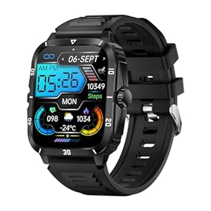 1.96″ Military Smart Watch for Men Android Smart Watches Waterproof Mens Fitness Watch Make/Answer Calls,Heart Rate,Sleep,Blood Pressure Monitor Sports Running Activity Tracker for iOS