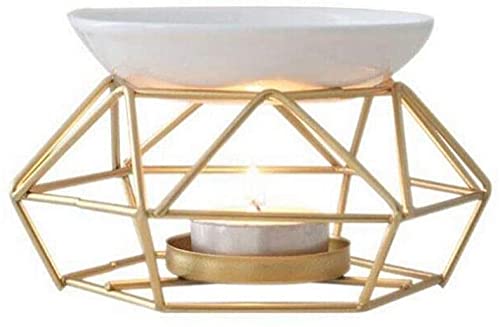 Creative Golden Iron Art Geometric Ceramic Candle Holder Desktop Ornaments Home Office Coffee Shop Decoration