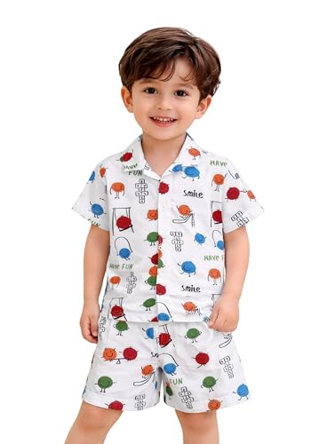 Image of 3BROS Baby Boys & Baby Girls Pure Cotton Clothing Set Casual Half Sleeves Shirt with Shorts Set For Boys & Girls