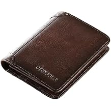 Mens Genuine Leather Wallet RFID Blocking Trifold Soft and Durable Billfold Trifold, Dark Brown