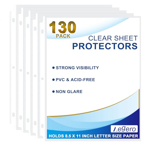 130 Pack Clear Sheet Protectors, 8.5 x 11 inch Page Protectors