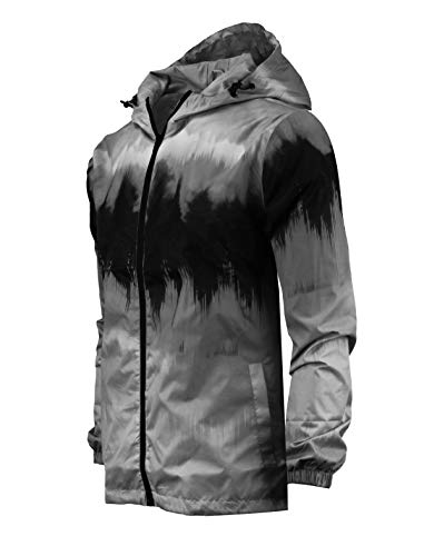 Image of SCREENSHOT Mens Streetwear Windbreaker Jacket - Lightweight Graphic Hoodie, Graffiti Hip Hop Urban Fashion Pullover Top