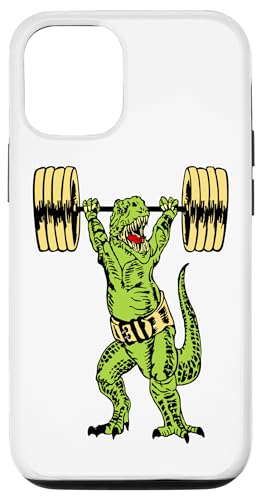 iPhone 13 Dinosaur Weight Lifting Barbells Fitness Animal Gym Workout Case