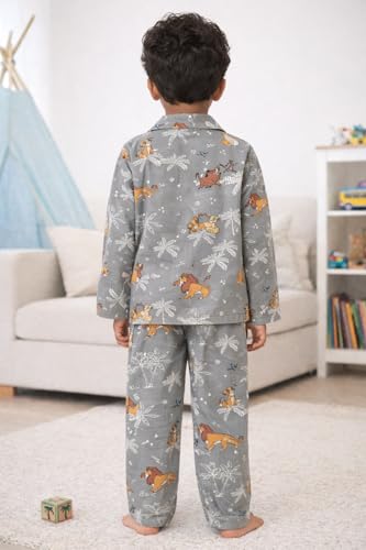 Image of TONY & JONY Summer Casual Wear Self Design Cartoons Printed Full Sleeve 100% Pure Cotton Kid's Top Bottom Set /Night Suit