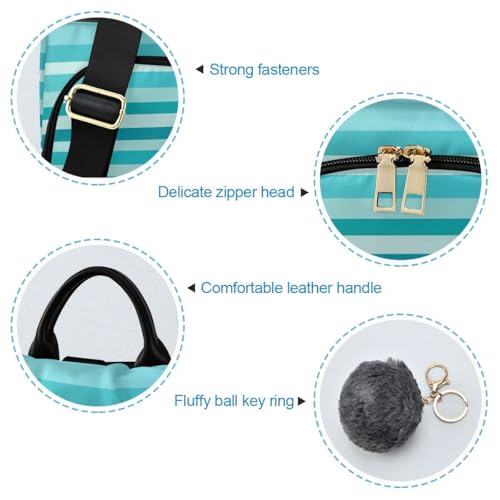 Image of ALAZA Teal Blue Stripes Trips Hiking Camping Rucksack Pack for Women