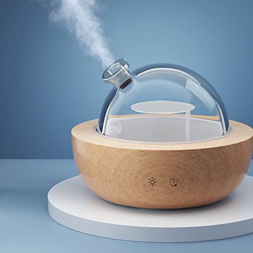 Devanti Aroma Diffuser, 200ml Air Humidifier Purifier Essential Oils Car Freshener Vaporizer Aromatherapy Diffusers Scent Booster Home Office Bedroom Humidifiers Steam, 7 Led Light Glass Wood