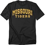 University of Missouri Block University Font Unisex Adult T Shirt, Black, M