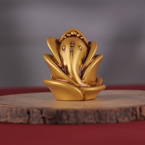 Image of Artarium Rose Shape Ganesh Ji Idol Ganesha Ji Murti Ganesha Statue for Car Dashboard Figurine Decoration & Pooja Gifting Purpose Sculpture House Warming Statue (Rose Ganesh Antique 3 Inch)