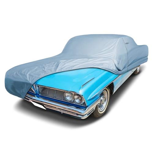 Image of iCarCover Car Cover Waterproof All Weather for 1960-1961 Pontiac Ventura | Heavy Duty Custom Fit Hail UV Sun Rain Snow Dust Protection Covers for Automobiles Outdoor Indoor Full Exterior (Sky Gray)