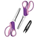 Pinking Shears Set (Pack of 2 PCS, Serrated & Scalloped edges) By Potamish - Zig-zag Scissor for Fab