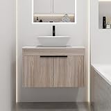 SSLine 30" Bathroom Vanity with Square Sink Wall Mount Small Bathroom Vanity Cabinet with Marble Top