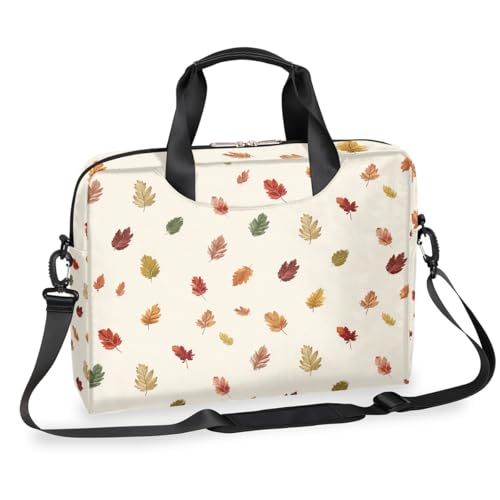 Sac ordinateur portable 15.6 pouces beige motif feuilles d'automne étanche pour femme et homme