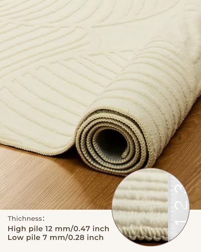 Tapis lavable salon 152x213 cm doux et moderne blanc crème - 5