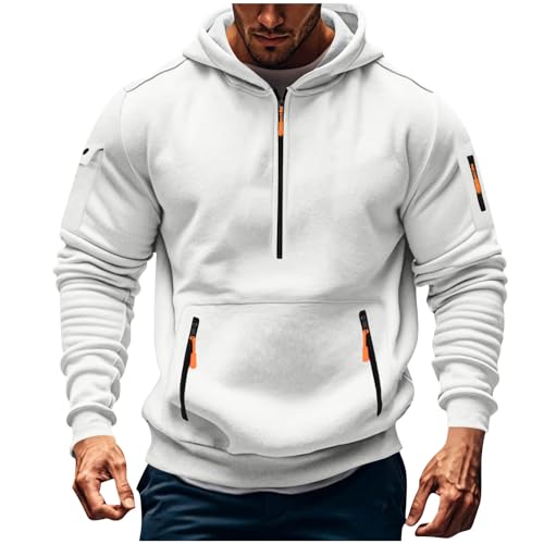 Hoodies For Men Oversized Long Sleeve Tactical Sweatshirts Big And Tall Quarter Zip Up Fleece Sweatshirt With Pockets