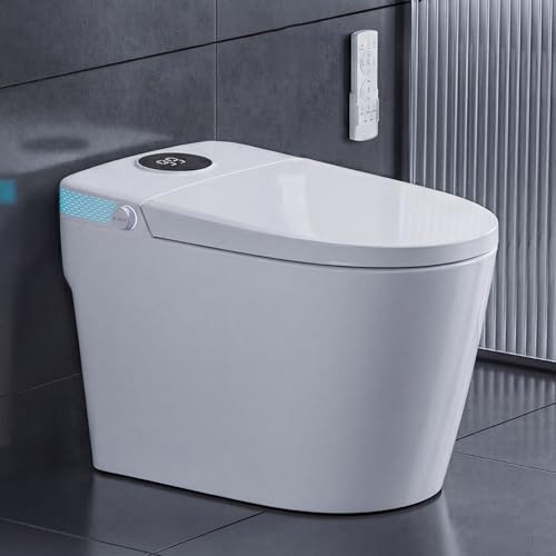 Image of Smart Toilet with Bidet Heated Seat Dual Auto Flush Manual Seat & Lid | Child Mode Warm Water Wash Air Dry Tankless Electric One Piece Toilet for Bathroom with Siphon Dual Flush 0.8 /1.2 GPF