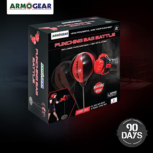 Armogear Punching Bag For Kids | Kids Punching Bag With Stand | Boxing Gloves & Hand Pump Included, Adjustable Stand | Boxing Bag For Kids All Ages Years Old | Boxing Toy For Kids Boys And Girls #TOP4