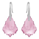 EleQueen 925 Sterling Silver CZ Baroque Drop Hook Earrings Pink Adorned with Swarovski Crystals