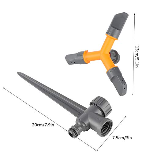 Aspersor ajustável de três braços, aspersor de gramado giratório de três braços de 360 ​​graus, de i