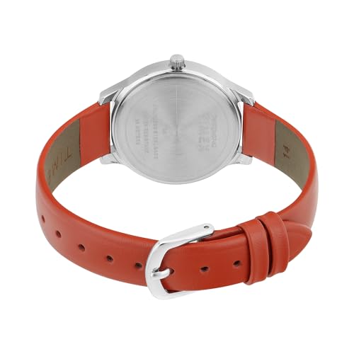 Image of TIMEX Analog Watch for Women with White Round Dial & Orange Leather Strap Band Water Resistant Women's Wrist Watches - TW00ZR407