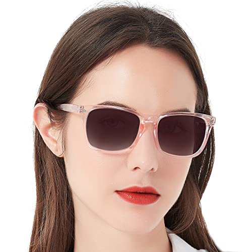 MARE AZZURO Bifocal Reading Sunglasses Women Trendy Square Outdoor Readers 1.00 1.50 2.00 2.50 3.00 3.50 4.00 (Pink, 200)