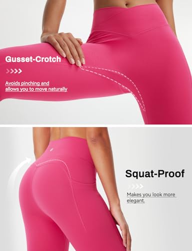 Image of baleaf Capri Leggings for Women Knee Length Yoga Workout Capirs Leggings with Pockets Tummy Control Stretch