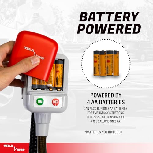 TERA PUMP Next Generation Rain-Resistant Gas Fuel Pump - 4.25-ft Long Vinyl Hose, Battery-Powered Electric Siphon Pump with Auto Stop System for Fuel Cells, Tractors, Generators, and Snow Blowers by TERA PUMP - Image 7
