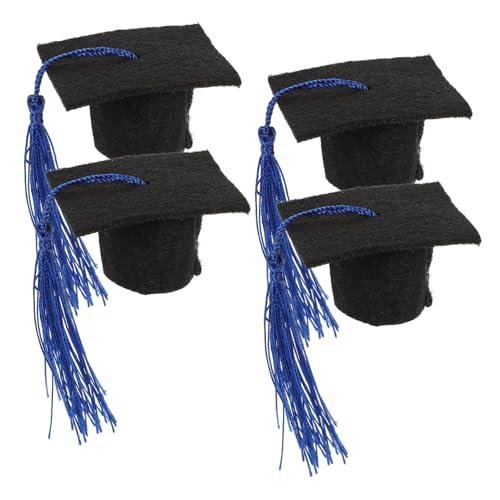 VALICLUD 4pièces Mini Chapeaux De Graduation pour Bouteilles Décorations De Fête De Fin Études Accessoires pour Événements Festifs Chapeaux De Docteur avec Franges