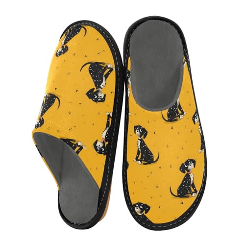 House Slippers Dog Yellow Print, Outdoor Indoor Unisex Rubber Sole Memory Foam 4-5