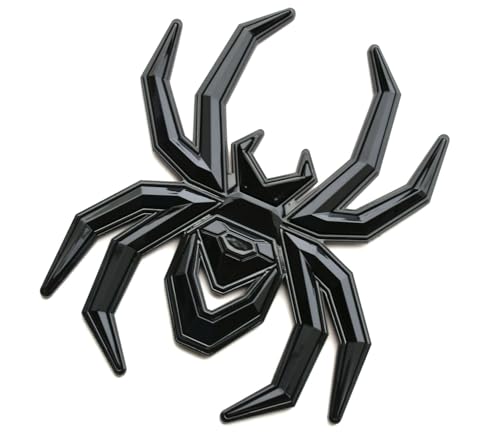 Image of 2Pcs Custom Spider Emblems Left Right Car Badge for Universal Car Body Motorcycle SUV Widow Door Edition Decoration (Glossy Black)