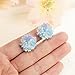 Fashion Beaded Flower Clip On Earrings For Women, Cute Lovely Acrylic Flower Earrings No piercing Earrings(Blue)